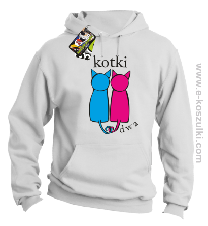 Kotki dwa - bluza z kapturem biała