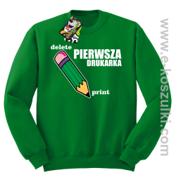 Pierwsza drukarka - delete - print - bluza z nadrukiem bez kaptura oldschool zielona