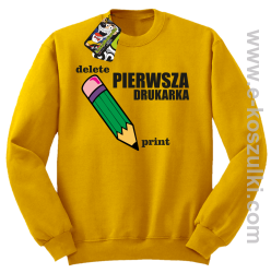 Pierwsza drukarka - delete - print - bluza z nadrukiem bez kaptura oldschool żółta