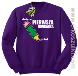 Pierwsza drukarka - delete - print - bluza z nadrukiem bez kaptura oldschool fioletowa