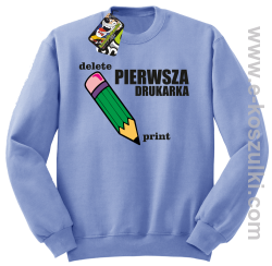 Pierwsza drukarka - delete - print - bluza z nadrukiem bez kaptura oldschool błękitna