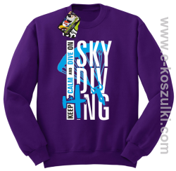Skydiving keep calm and dive on - bluza bez kaptura fioletowa