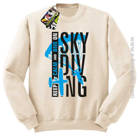 Skydiving keep calm and dive on - bluza bez kaptura beżowa