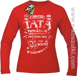 Jestem Tatą z tatuażami - longsleeve męski czerwony