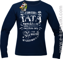 Jestem Tatą z tatuażami - longsleeve męski granatowy