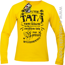 Jestem Tatą z tatuażami - longsleeve męski żółty