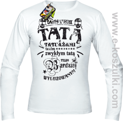 Jestem Tatą z tatuażami - longsleeve męski biały
