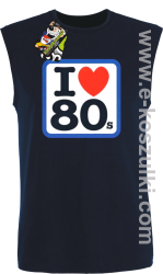 I love 80s - bezrękawnik z nadrukiem męski granatowy
