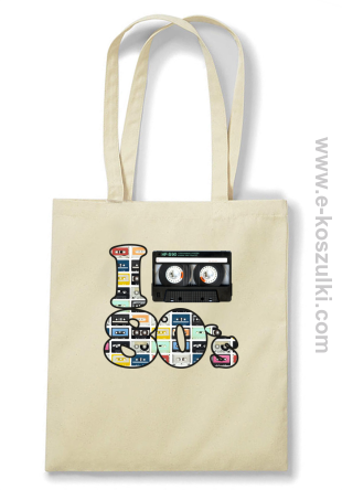 I love 80`s mix tape kaseta magnetofonowa - Eco torba beżowa