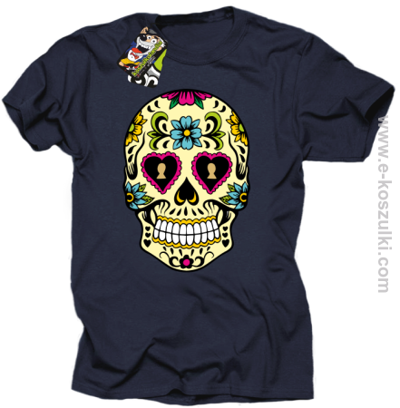Floral Hearth Skull Design - koszulka męska 
