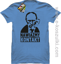 Nawiążmy kontakt Putin - koszulka męska błękitny