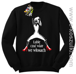 Lubię czuć wiatr we włosach - bluza bez kaptura czarny