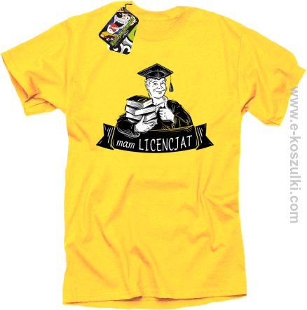 Mam Licencjant Student z książkami - koszulka męska żółta