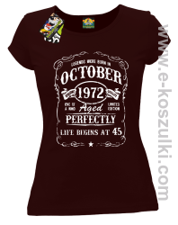 Legends were born in October Aged Perfectly Life Begins - z własną personalizacją - koszulka damska brązowa