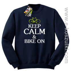 Keep Calm & Bike On  - bluza bez kaptura granatowy