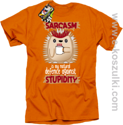 Sarcasm is my natural defence against stupidity - koszulka męska czerwona