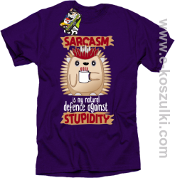 Sarcasm is my natural defence against stupidity - koszulka męska fioletowa