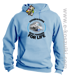 FATHER & SON`S BEST FRIENDS FOR LIFE - bluza z kapturem błękitna