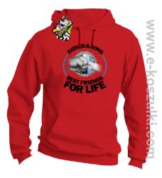 FATHER & SON`S BEST FRIENDS FOR LIFE - bluza z kapturem czerwona