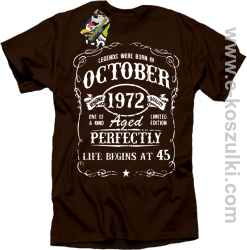 Legends were born in October Aged Perfectly Life Begins - z własną personalizacją - koszulka męska brązowa