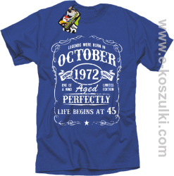 Legends were born in October Aged Perfectly Life Begins - z własną personalizacją - koszulka męska niebieska