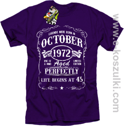 Legends were born in October Aged Perfectly Life Begins - z własną personalizacją - koszulka męska fioletowa