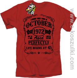 Legends were born in October Aged Perfectly Life Begins - z własną personalizacją - koszulka męska czerwona