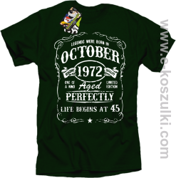 Legends were born in October Aged Perfectly Life Begins - z własną personalizacją - koszulka męska butelkowa