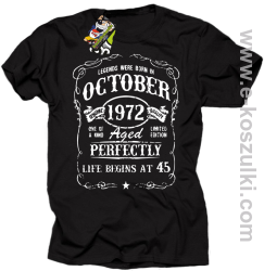 Legends were born in October Aged Perfectly Life Begins - z własną personalizacją - koszulka męska czarna