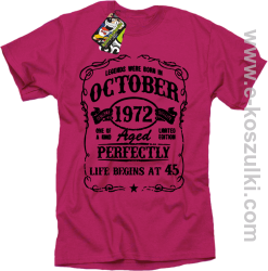 Legends were born in October Aged Perfectly Life Begins - z własną personalizacją - koszulka męska różowa