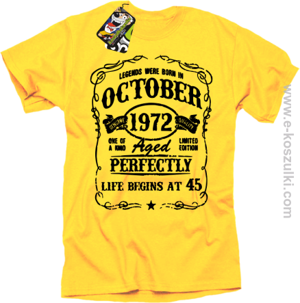Legends were born in October Aged Perfectly Life Begins - z własną personalizacją - koszulka męska żółta