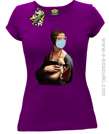 Dama z Gronostajem w okresie pandemii koronawirusa - koszulka damska 