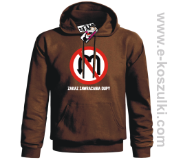 Zakaz zawracania dupy - bluza męska z kapturem - brązowy