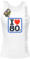 I love 80s -nowoczesny top damski biały