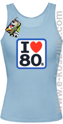 I love 80s -nowoczesny top damski błękitny