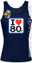 I love 80s -nowoczesny top damski granatowy