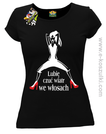 Lubię czuć wiatr we włosach - koszulka damska czarny