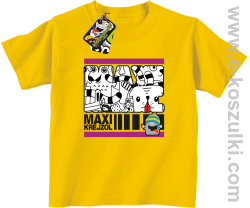 MAXI Krejzol Freaky Cartoon Red Doggy - koszulka dziecięca żółta