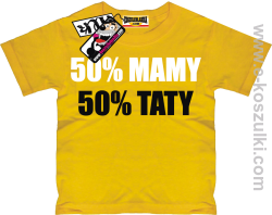 50% mamy 50% taty koszulka dziecięca - żółty