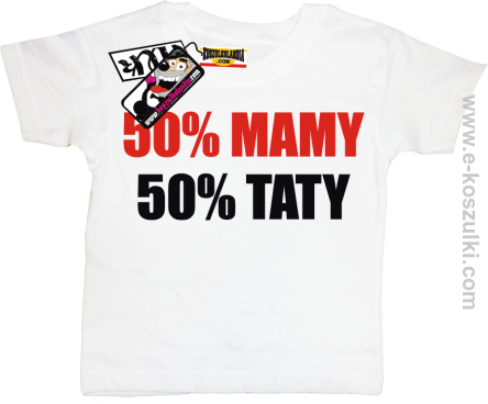 50% mamy 50% taty koszulka dziecięca - biały