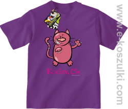 Kociam Cię Kotek Smyrek - koszulki dziecięce fioletowe