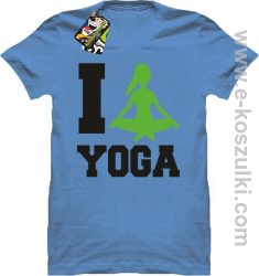 I love YOGA - koszulka z nadrukiem błękitny