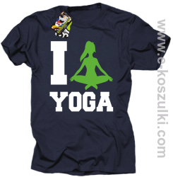 I love YOGA - koszulka z nadrukiem granatowy