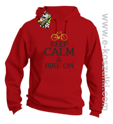 Keep Calm & Bike On - bluza z kapturem czerwony