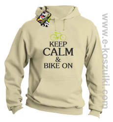 Keep Calm & Bike On - bluza z kapturem beżowy