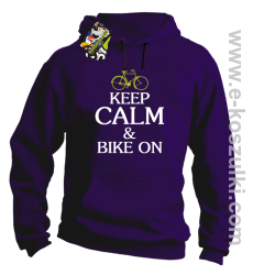 Keep Calm & Bike On - bluza z kapturem fioletowy