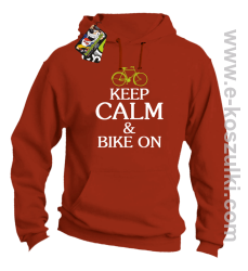 Keep Calm & Bike On - bluza z kapturem pomarańczowy