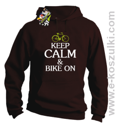 Keep Calm & Bike On - bluza z kapturem brązowy