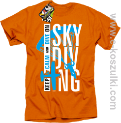 Skydiving keep calm and dive on - koszulka męska pomarańczowa