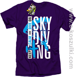 Skydiving keep calm and dive on - koszulka męska fioletowa